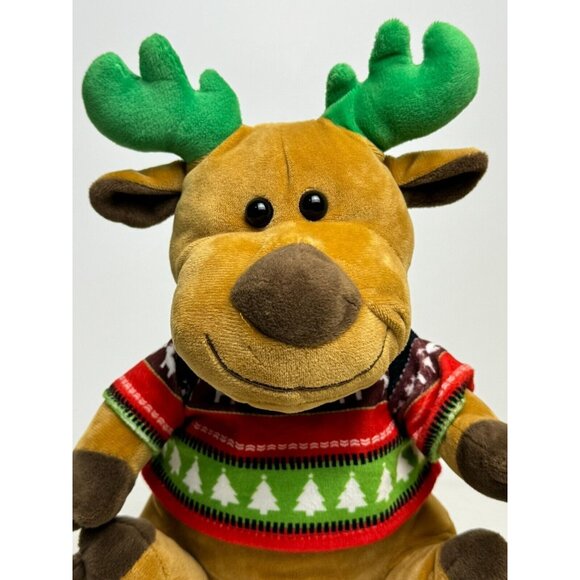 Kellytoy Plush Reindeer Moose 11" Stuffed Animal With Festive Christmas Sweater - Picture 2 of 10